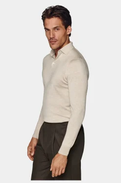 SUITSUPPLY Poloshirt Sand Langarm-Männlich Poloshirts