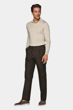SUITSUPPLY Poloshirt Sand Langarm-Männlich Poloshirts