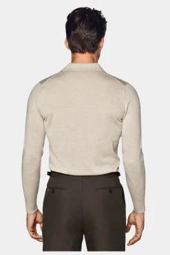 SUITSUPPLY Poloshirt Sand Langarm-Männlich Poloshirts