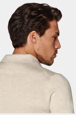 SUITSUPPLY Poloshirt Sand Langarm-Männlich Poloshirts