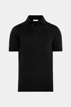 SUITSUPPLY Poloshirt Schwarz Knopffrei-Männlich Poloshirts