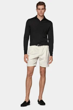 SUITSUPPLY Poloshirt Schwarz Langarm-Männlich Poloshirts