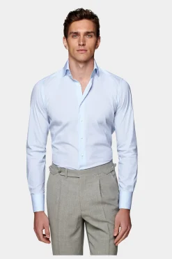 SUITSUPPLY Popeline Hemd Hellblau Gestreift Extra Slim Fit-Männlich Klassische Hemden