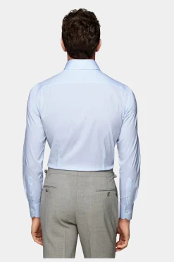 SUITSUPPLY Popeline Hemd Hellblau Gestreift Extra Slim Fit-Männlich Klassische Hemden