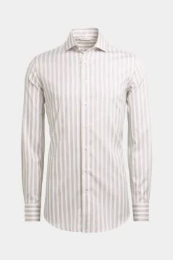 SUITSUPPLY Popeline Hemd Hellbraun Gestreift Extra Slim Fit-Männlich Klassische Hemden