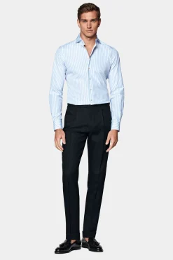 SUITSUPPLY Popeline-Hemd Blau Slim Fit-Männlich Klassische Hemden