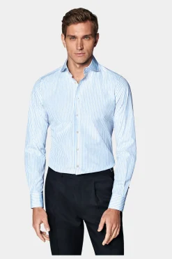 SUITSUPPLY Popeline-Hemd Blau Slim Fit-Männlich Klassische Hemden