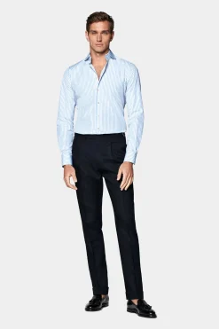 SUITSUPPLY Popeline-Hemd Blau Slim Fit-Männlich Klassische Hemden