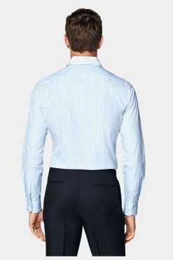 SUITSUPPLY Popeline-Hemd Blau Slim Fit-Männlich Klassische Hemden