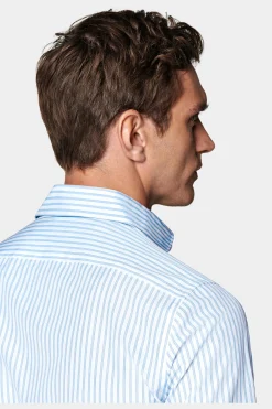 SUITSUPPLY Popeline-Hemd Blau Slim Fit-Männlich Klassische Hemden