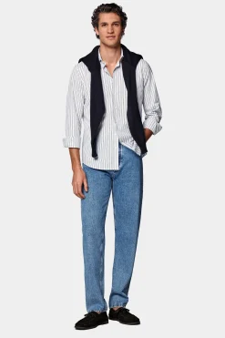 SUITSUPPLY Popeline-Hemd Dunkelblau Slim Fit-Männlich Casual Hemden