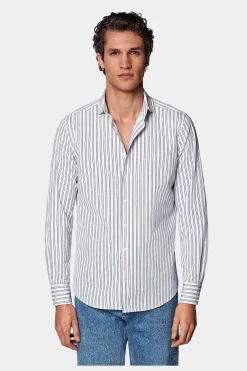SUITSUPPLY Popeline-Hemd Dunkelblau Slim Fit-Männlich Casual Hemden