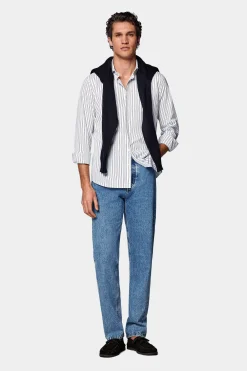 SUITSUPPLY Popeline-Hemd Dunkelblau Slim Fit-Männlich Casual Hemden
