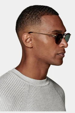 SUITSUPPLY Pullover Hellgrau Rundhals Rippstrick-Männlich Rundhals
