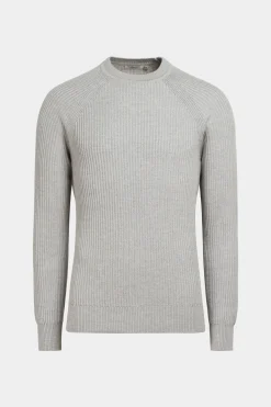SUITSUPPLY Pullover Hellgrau Rundhals Rippstrick-Männlich Rundhals