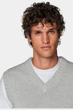 SUITSUPPLY Pullunder Hellgrau-Männlich Strickware Aus Baumwolle-Seide-Mix
