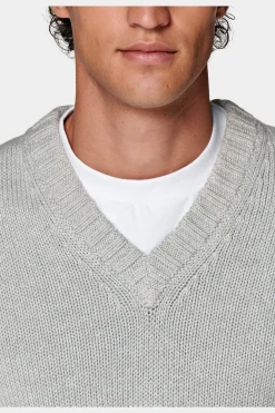 SUITSUPPLY Pullunder Hellgrau-Männlich Strickware Aus Baumwolle-Seide-Mix