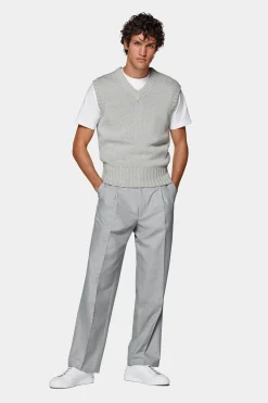 SUITSUPPLY Pullunder Hellgrau-Männlich Strickware Aus Baumwolle-Seide-Mix
