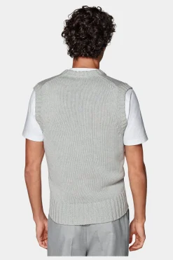 SUITSUPPLY Pullunder Hellgrau-Männlich Strickware Aus Baumwolle-Seide-Mix