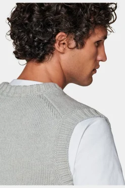 SUITSUPPLY Pullunder Hellgrau-Männlich Strickware Aus Baumwolle-Seide-Mix