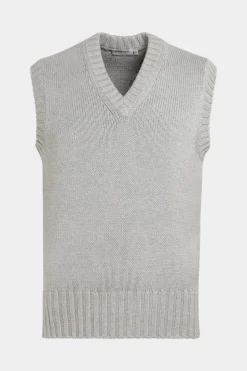 SUITSUPPLY Pullunder Hellgrau-Männlich Strickware Aus Baumwolle-Seide-Mix