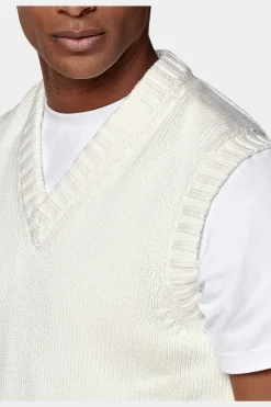 SUITSUPPLY Pullunder Off-White-Männlich V-Ausschnitt