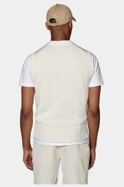 SUITSUPPLY Pullunder Off-White-Männlich V-Ausschnitt