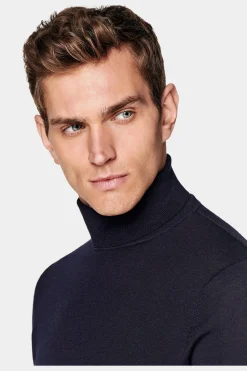 SUITSUPPLY Rollkragen Navy-Männlich Rollkragen