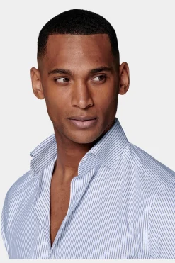 SUITSUPPLY Royal Oxford Hemd Navy Gestreift Slim Fit-Männlich Klassische Hemden