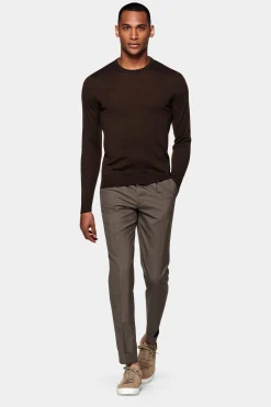 SUITSUPPLY Rundhals Dunkelbraun-Männlich Rundhals