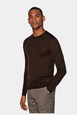 SUITSUPPLY Rundhals Dunkelbraun-Männlich Rundhals