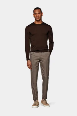 SUITSUPPLY Rundhals Dunkelbraun-Männlich Rundhals