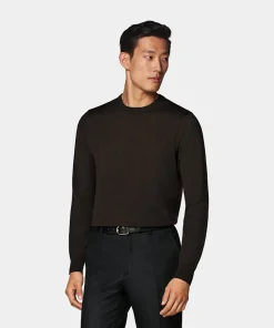 SUITSUPPLY Rundhals Dunkelbraun-Männlich Rundhals