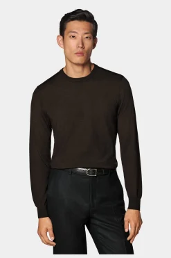 SUITSUPPLY Rundhals Dunkelbraun-Männlich Rundhals