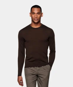 SUITSUPPLY Rundhals Dunkelbraun-Männlich Rundhals