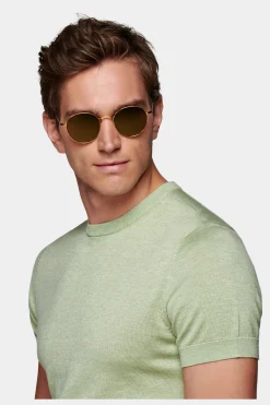 SUITSUPPLY Rundhals Kurzarm Hellgrün-Männlich Rundhals