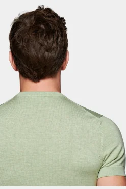 SUITSUPPLY Rundhals Kurzarm Hellgrün-Männlich Rundhals