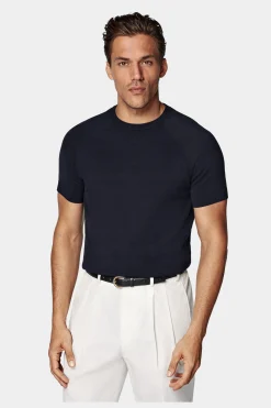 SUITSUPPLY Rundhals Kurzarm Navy-Männlich Rundhals