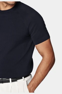 SUITSUPPLY Rundhals Kurzarm Navy-Männlich Rundhals