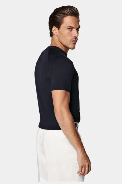 SUITSUPPLY Rundhals Kurzarm Navy-Männlich Rundhals
