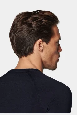 SUITSUPPLY Rundhals Kurzarm Navy-Männlich Rundhals