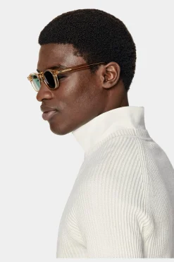 SUITSUPPLY Rundhalspullover Off-White Rippmuster-Männlich Rundhals