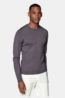 SUITSUPPLY Rundhals-Pullover Purpur-Männlich Rundhals
