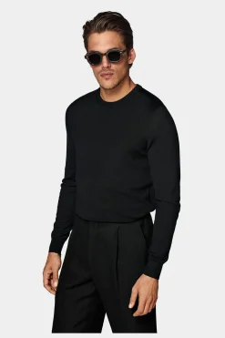 SUITSUPPLY Rundhals-Pullover Schwarz-Männlich Rundhals