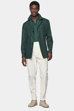 SUITSUPPLY Safari Sakko Mittelgrün Gürtel-Männlich Casual Jacken