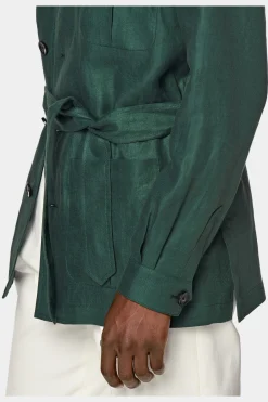 SUITSUPPLY Safari Sakko Mittelgrün Gürtel-Männlich Casual Jacken