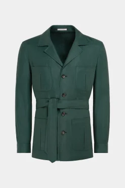 SUITSUPPLY Safari Sakko Mittelgrün Gürtel-Männlich Casual Jacken