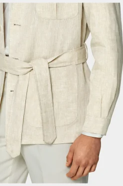 SUITSUPPLY Safari Sakko Sand Gürtel-Männlich Hemd-Sakkos