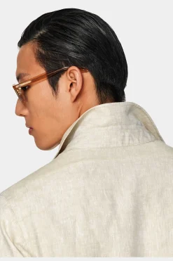 SUITSUPPLY Safari Sakko Sand Gürtel-Männlich Hemd-Sakkos