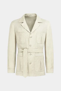 SUITSUPPLY Safari Sakko Sand Gürtel-Männlich Hemd-Sakkos